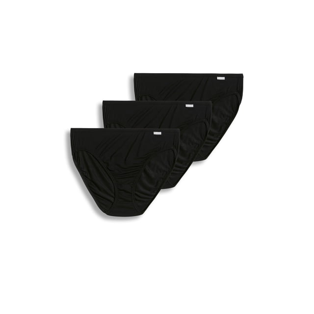Jockey Culotte Française Ultra Douce pour Femmes - Lot de 3 Présentant des sous-Vêtements Noirs pour Femmes à Taille Haute et Couvrance Totale. Fabriquée en Mélange Doux de Tencel Modal et spandex pour un Confort Extensible. Comprend des Jambes Échancrées pour un style Flatteur. Lavable à la Machine.