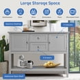 thumbnail image 4 of Costway Sideboard Buffet Table Wooden Console Table w/ Drawers & Cabinets Gray, 4 of 10
