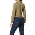 thumbnail image 3 of INSPIRE CHIC Women's Motorcycle Jacket Faux Suede Solid Color Asymmetric Zipper Jacket S Pale Khaki, 3 of 6
