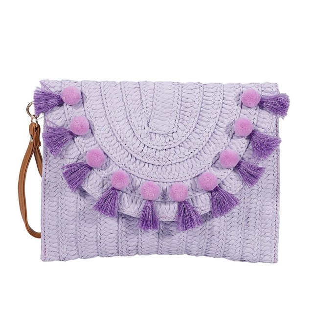 Handbag Straw Shoulder Bag Beach Handmade Bag Large Capacity Magnetic Closure Straw Crossbody Bag Woven Envelope Wallet with Adjustable Shoulder Strap