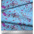 thumbnail image 2 of Soimoi Tissu Crêpe polyester Bleu Imprimé Insectes, Roses et Feuilles 1 Yard 42 Pouces de Large, 2 of 3