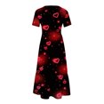 thumbnail image 4 of Robes d'Été Grande Taille pour Femmes 2024 à Manches Courtes, Col Rond, Coupe Ample, Imprimées, Couleur, Longue Robe, Économisez jusqu'à 65 % de Rabais!, 4 of 4