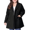 thumbnail image 1 of GRACE & GRANDEUR Women's Plus Peacoat Notched Lapel Double Breasted Mid Length Overcoat, 1 of 6