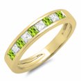 thumbnail image 1 of 10K Gold Princess Cut peridot & White Diamond Ladies Anniversary Wedding Band Stackable Ring, 1 of 1