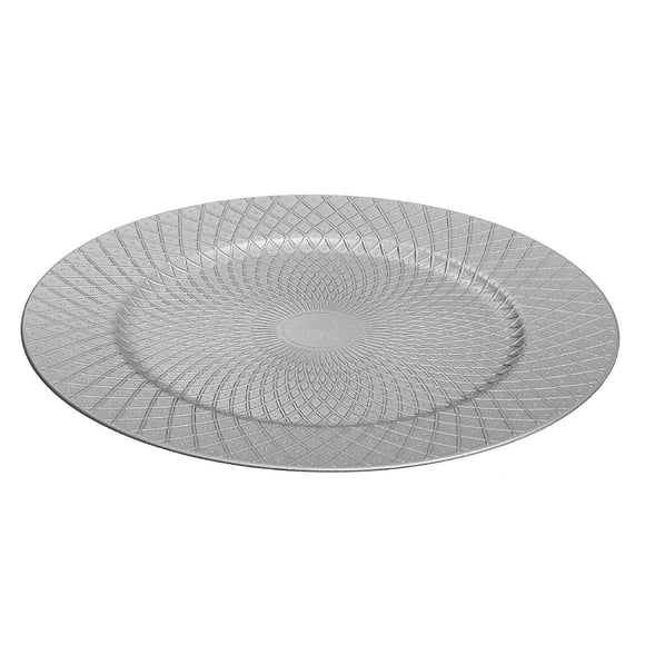 Plaque De Chargeur (Diamant En Pointillé) (Argent) (13 ") - Ensemble De 6