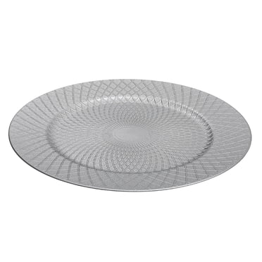 Plaque De Chargeur (Diamant En Pointillé) (Argent) (13 ") - Ensemble De 6