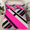 thumbnail image 2 of Erosebridal Geometry Stripes Print Bed Sheets Set Queen Size,Modern Design Bedding Sets Queen Size,Pink Gray Bed Sheets Queen,Breathable Bedroom Decor,4 Pieces, 2 of 7