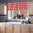 thumbnail image 4 of Blackout Curtains, Ink White Red Lattice Window Valance Cottage Layout Curtain Decoration Curtain Rod Pocket Valance for Kitchen/Living Room 15 X 55 In, 4 of 6