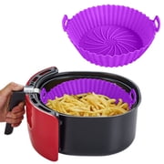 UsRHHA Round Air Fryer Pan 21x16x7.8cm, Dishwasher Safe Baking Tray for Healthy Cooking, Foldable Fryer Accessory