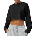 thumbnail image 2 of JDQJBZ Summer Womens Tops,Womens Long Sleeve Tops Solid Color Crew Neck Short Length Running Workout Top Spring Summer Casual Tops For Women, 2 of 5