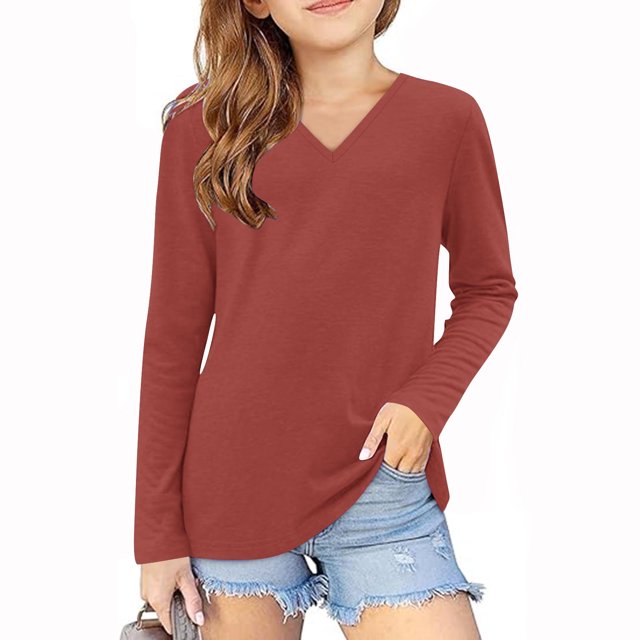Timegard Toddler Baby Clothes Unisex V Neck Long Sleeve Solid Color Comfy Children Boy Girls Spring