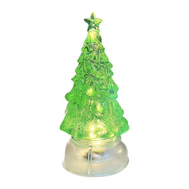 Lksixu Crystal Christmas Tree, Christmas Decorations 5.1" Pre-lit Tabletop Christmas Tree Figurine with LED Lights, Battery Operated Glowing Xmas Tree Night Lamp Table Centerpiece for Holiday Party
