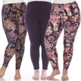 thumbnail image 1 of White Mark Women's 3-Pack Soft Stretchable Printed Leggings, 1 of 2