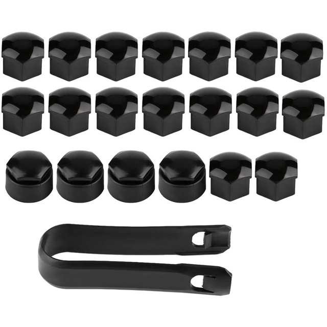 Wheel Nut Rim Cover, 20pcs 17mm Nut Car Wheel Auto Hub Screw Protection Anti-theft Cover Cap for Audi(Black)