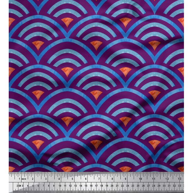 Soimoi Rayon Crepe Fabric Scales Geometric Decor Fabric Printed Yard 46 Inch Wide