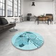 thumbnail image 4 of Ahgly Company Machine Washable Indoor Square Transitional Electric Blue Area Rugs, 6' Square, 4 of 7