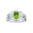 thumbnail image 1 of RYLOS Men's Rings 14K White Gold Rings Classic Designer Style 9X7MM Oval Gemstone & Diamond Ring Peridot August Birthstone Rings For Men Size 10, 1 of 7