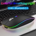 thumbnail image 2 of Wireless Bluetooth Mouse Rechargeable Silent Mouse Dual Mode (Bluetooth 5.1 + 2.4G) with Nano Receiver, 2 of 8