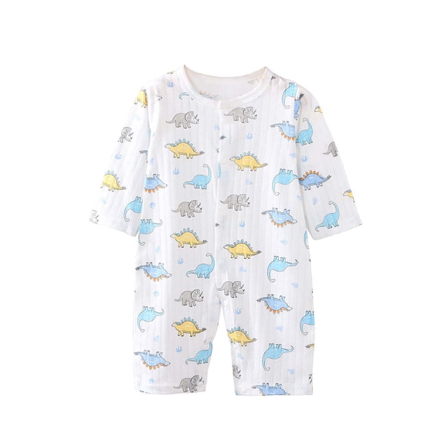 Romper for Baby Girls, Baby Jumpsuit Newborn Printing Romper Long Sleeve Button Crawling Clothes
