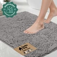 thumbnail image 1 of GORILLA GRIP Chenille Bath Rug 24x17, Rubber Back Quick Dry Washable Microfiber Bathroom Mats, Grey, 1 of 8