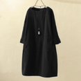 thumbnail image 4 of Robe Décontractée pour Femmes Grande Taille à Col Rond, Manches Longues, en Velours Côtelé, Unie, avec Poches, 4 of 9