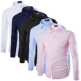 thumbnail image 2 of Chemise Homme Coupe Ajustée Manches Longues Boutonnée Hauts Tenue Formelle Affaires Travail Tissu de Luxe, 2 of 5