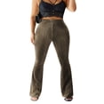 thumbnail image 3 of Women Bootcut Yoga Pants Tummy Control Workout Bootleg Velvet Trouser, 3 of 5