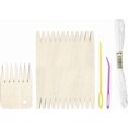 thumbnail image 1 of 5Pcs Wooden Knitting Loom Boards Rectangle Weaving Loom Kit Natural Wood Knitting Comb Small Frame Tools Set with Plastic Crochet Needles Wool Threads for DIY Weaving Handcrafts Beginners, 1 of 9