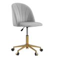 thumbnail image 3 of Linon Alyssa Chaise de Bureau Pivotante Réglable Rembourrée Pattes Dorées en Gris Pâle, 3 of 17