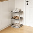 thumbnail image 4 of Linnome Étagère à Chaussures Carrée à 3 Niveaux Empilable pour Entrée, Étagère de Rangement pour Chaussures, Largeur Profonde, Porte-Bottes pour Garde-Robes, Dortoir, Garage, Tour à Chaussures en Métal Robuste 10.8x10.8x14.1 Pouces Gris, 4 of 6