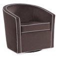 thumbnail image 1 of Keely Maple Brown Velvet with Cream Welt Barrel Swivel Chair, 1 of 7