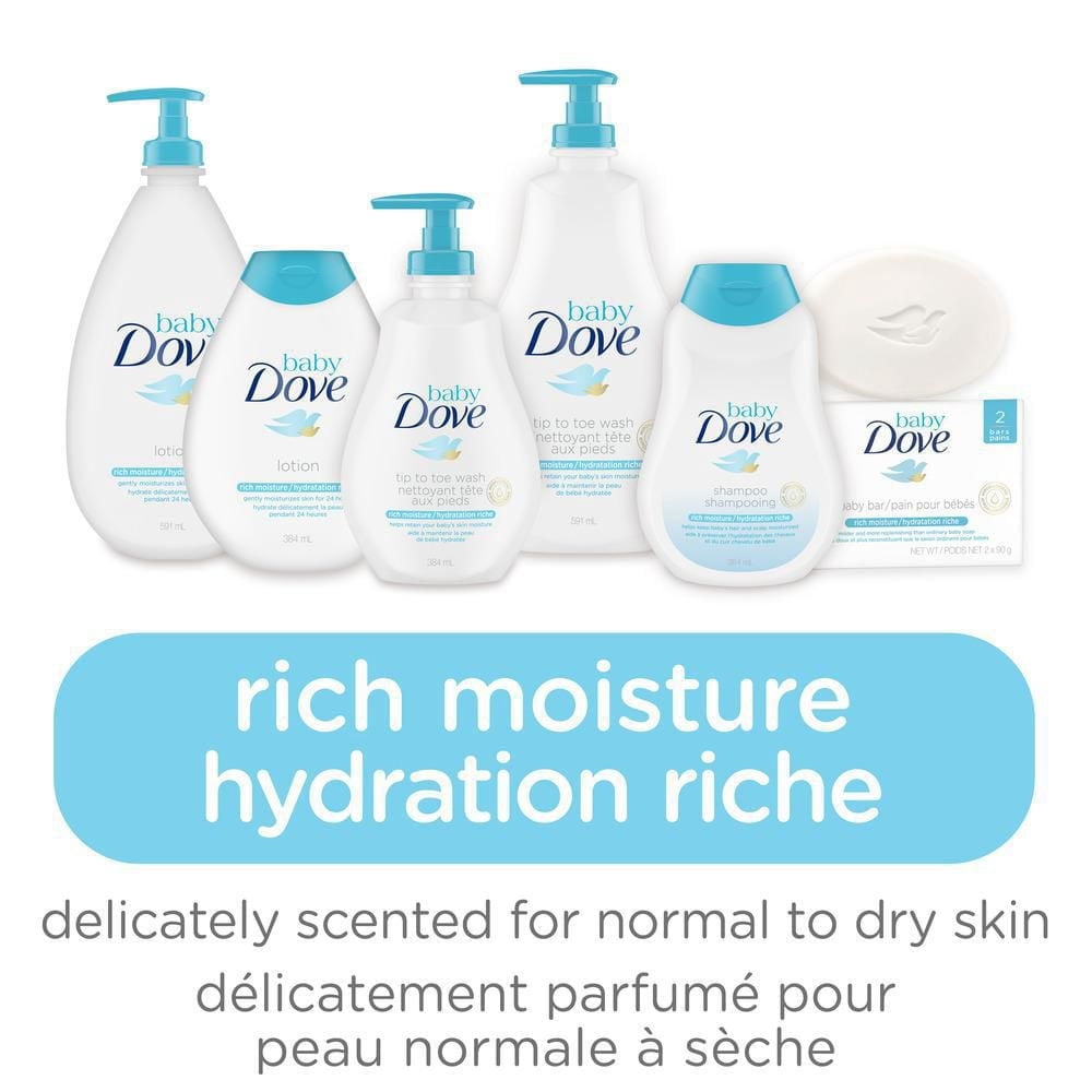 Baby Dove Lotion Hydratation Riche Hydrate Délicatement la Peau Pendant 24 Heures, 591 ml