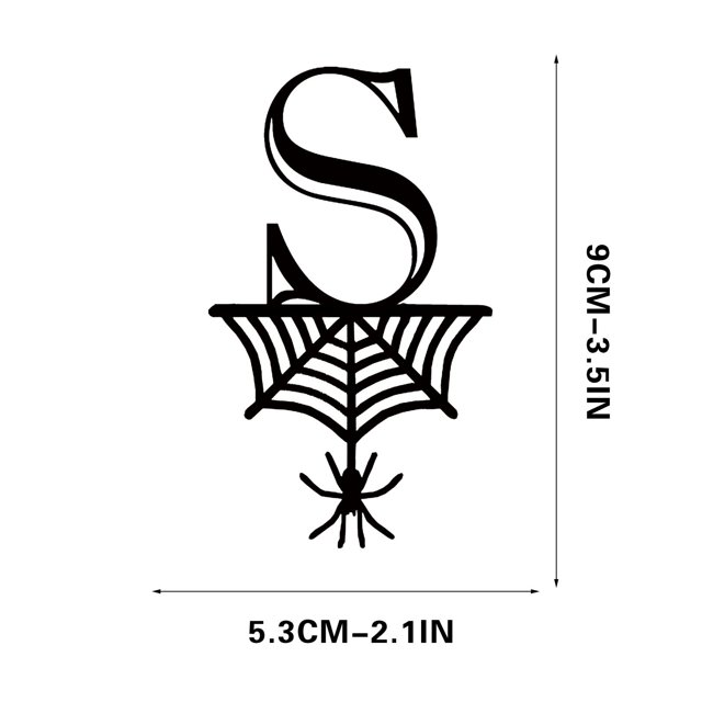 Spider Halloween Decoration Hang Tag Set with 26 Iron Letters 5.3 cm x 9 cm, Black Rope Included