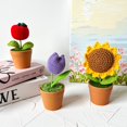 thumbnail image 4 of Crochet Pot Flower Tulip Rose Sunflower Fruit Shape Bright Color Soft Cute Craft Birthday Gift Colorfast Hand-knitted Flower Desk, 4 of 10