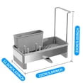 thumbnail image 3 of Todaioua Stainless Steel Sink Caddy, Sponge Holder for Kitchen Sink with Brush Holder & Dishcloth Rack, Durable Sink Organizer Countertop, Soap Dispenser Kitchen Organizers Storage (Gray), 3 of 8