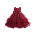 thumbnail image 1 of Robe d'Été pour Filles, Robe Sans Manches en Maille pour Enfants, Robe de Princesse Fleurie pour Performance, Robe pour Enfants Vin 6-7 Ans, 1 of 7