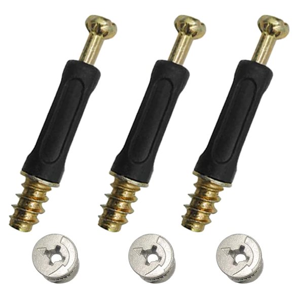 Eyech 50 Set Furniture Connecting Fittings with Dowel Cam Lock Nuts and Screws for Wardrobe and Cabinet Drawer Dresser