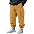 thumbnail image 2 of Yuyuzo Mens Cargo Sweatpants Causal Drawstring Workout Joggers Fleece Solid Color Athletic Pants with Pockets, 2 of 7