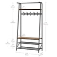 thumbnail image 4 of Hall Tree With Shoe Storage Bench, 4-In-1, Steel Frame With Hooks for Entryway, Freestanding Coat Rack Stand for Living Room, Bedroom, 4 of 9