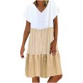thumbnail image 1 of QIPOPIQ Robes pour Femmes Robe Midi à Manches Courtes à Étages Tendance Aguichant Décontractée Robes Robe d'Été Sans Manches Col Rond Unie Robe à Fente Offres 2023, 1 of 6