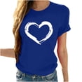 thumbnail image 2 of EGNMCR T-Shirts pour Femmes Femmes Manches Courtes Col Rond Imprimé en Forme de Cœur Hauts Décontractés Blouse T-shirt, 2 of 7