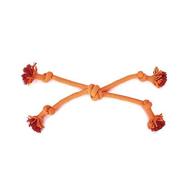 MPP Ruff Rope Dog Toys Tough Orange Knot Tennis Ball Dental Chew Play Fetch Tugs (Tassel - 17")
