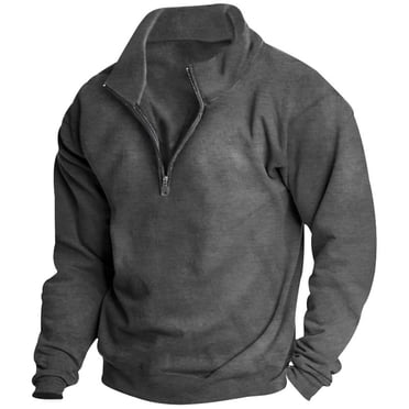 QIPOPIQ Unisex-Adult Fleece Quarter-Zip Cadet Collar Sweatshirt Clearance