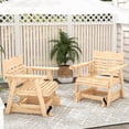 thumbnail image 4 of Costway Patio Outdoor Wood Slat Rocking Chair Porch Rocker Curved Seat 330 Lbs Natural, 4 of 9