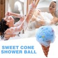 thumbnail image 4 of TopLLC Bath Loofah Sponge, Cute Ice Cream Design Body Scrubber with Hanging Rope, Flexible Fine Mesh Exfoliating Shower Pouf Deep Cleaning Body Wash Puff Bathing Accessories for Kid Men and Women, 4 of 9