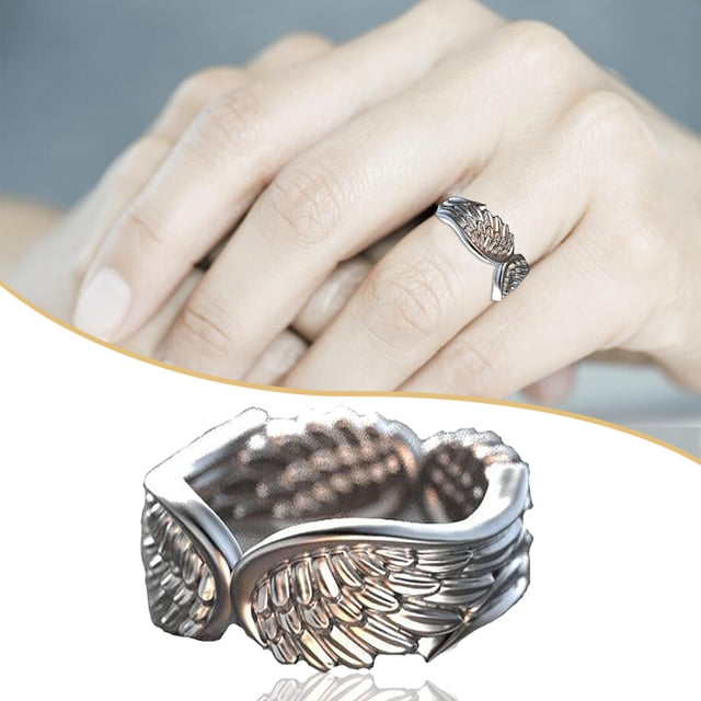 EGNMCR Rings Angel Feather Ring Personality Temperament Ring Jewelry alloy ring
