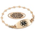 thumbnail image 1 of MedicEngraved Rose Gold Stainless Steel Custom Medical Alert Bracelet - 5mm Heart Link, 1 of 7