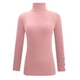 thumbnail image 4 of Dagegui Chandails à Col Roulé pour Femmes Automne Hiver Coupe Ajustée Manches Longues Tricoté Chandail Uni Chandail Hauts Rose,G, 4 of 5