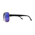 thumbnail image 4 of Mens Color Mirror Classic Rectangular Metal Rim Officer Sunglasses Gunmetal Teal Mirror, 4 of 4