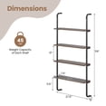 thumbnail image 3 of Costway 1 PCS 4-Tier Wall-mounted Ladder Shelf Display Bookshelf with Heavy-duty Metal Frame, 3 of 10